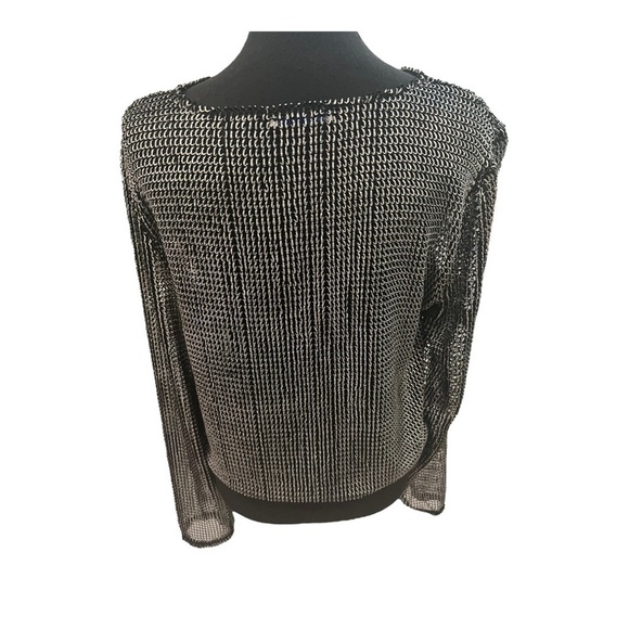 ZARA Metallic textured knit Long Sleeve Top M - Picture 9 of 13
